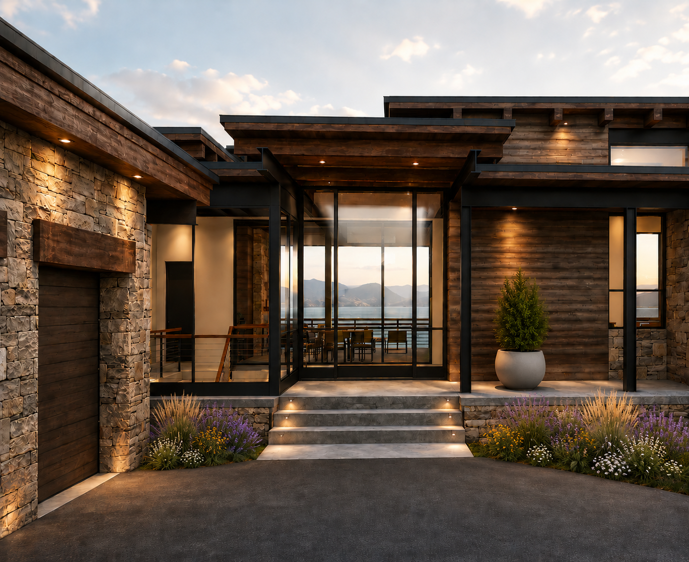 Front entry rendering of a future Armstrong custom home in Montana