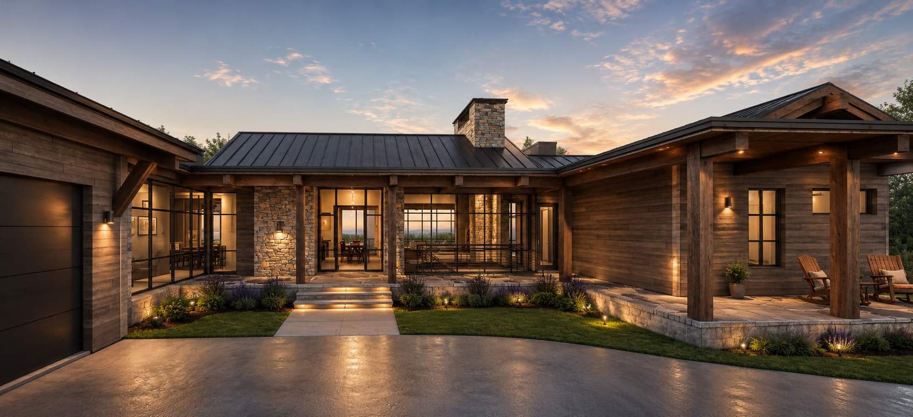 Territory 1889 Homesite EE-5 entry courtyard rendering in Lakeside, Montana