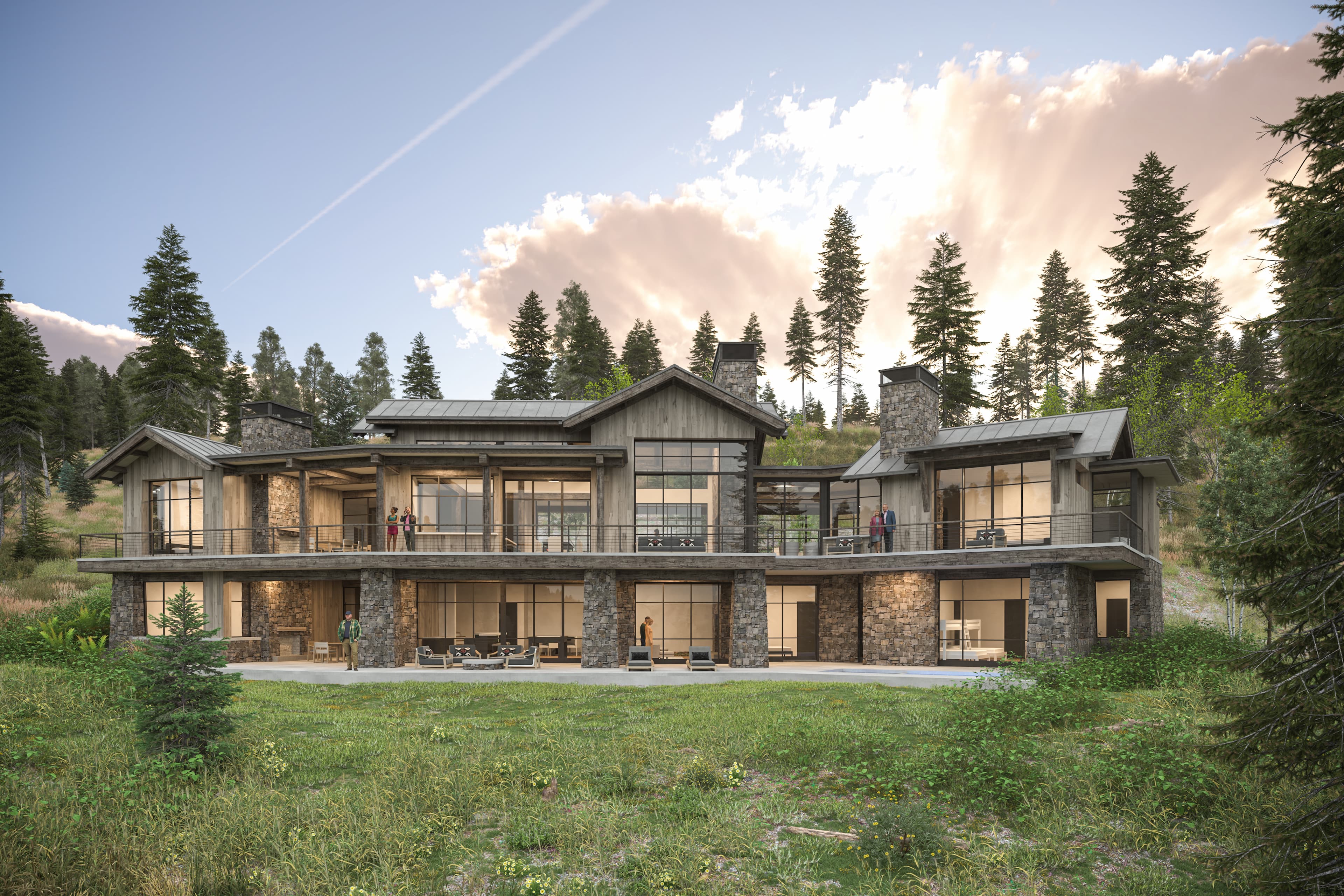 Woodland exterior rendering of a future Armstrong custom home in Montana